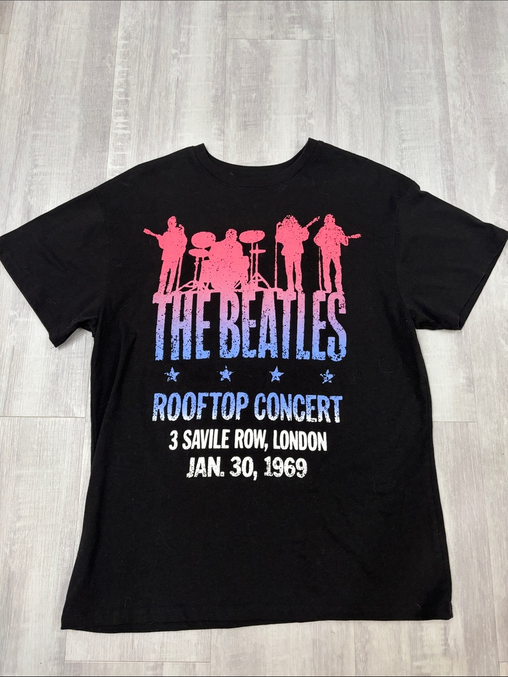 Hybrid Apparel The Beatles Rooftop Concert Tee - Black/Pink/Blue